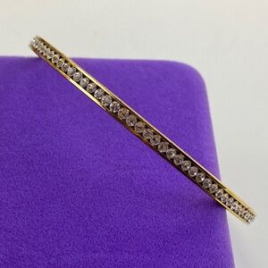 💛 Vintage Gold Plated Crystal Bangle Bracelet | Minimalist Stackable Jewelry